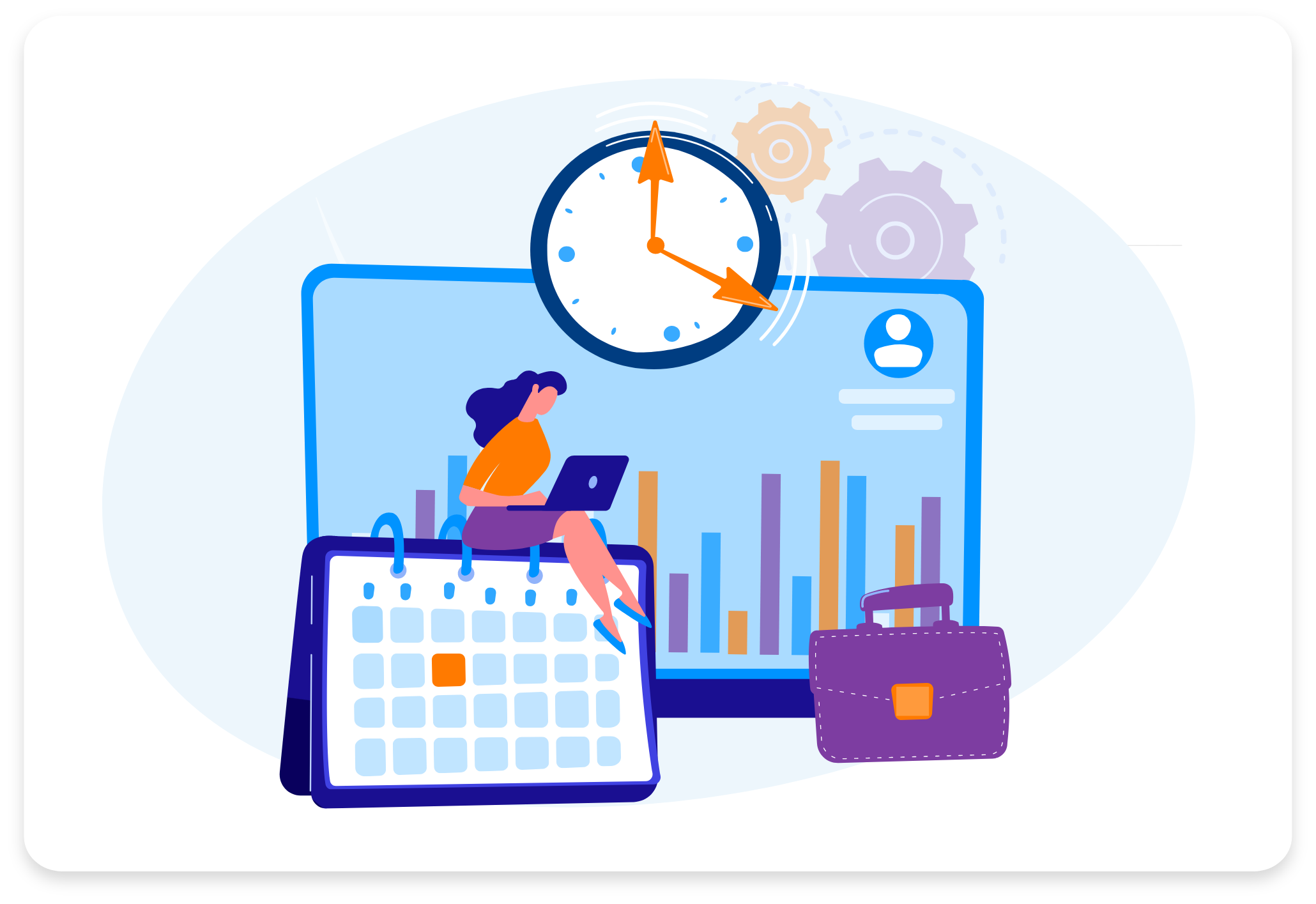 Vector illustration of time tracking or time monitoring of an employee.